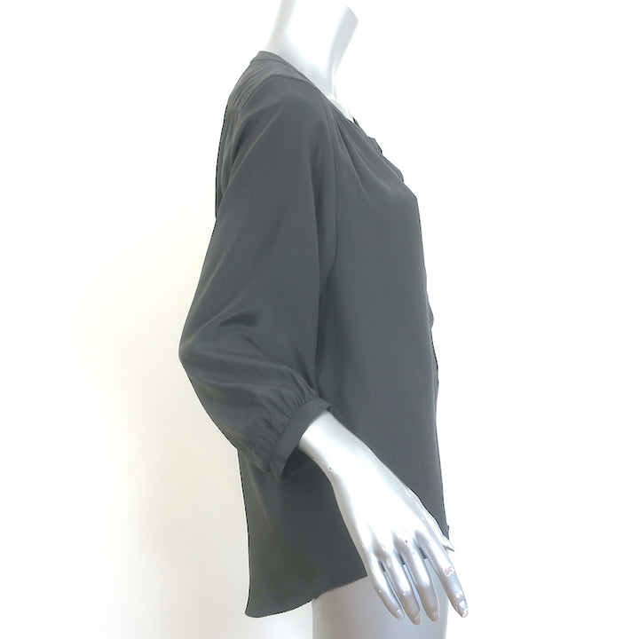 Rag &amp; Bone Popover Blouse Gray Silk Size Small 3/4 Sleeve Top