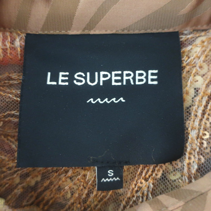 Le Superbe Floral Sequined Shirt Gold Zebra Print Satin-Trimmed Tulle Size Small