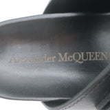 Alexander McQueen Double Buckle Platform Slide Sandals Black Leather Size 38