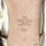 Valentino Love Latch ankle-wrap ballet flats, gold metallic leather, pre-owned and authentic Italian luxury
