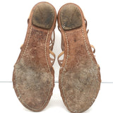 Prada Flat Caged Sandals Beige Patent Leather Size 37.5