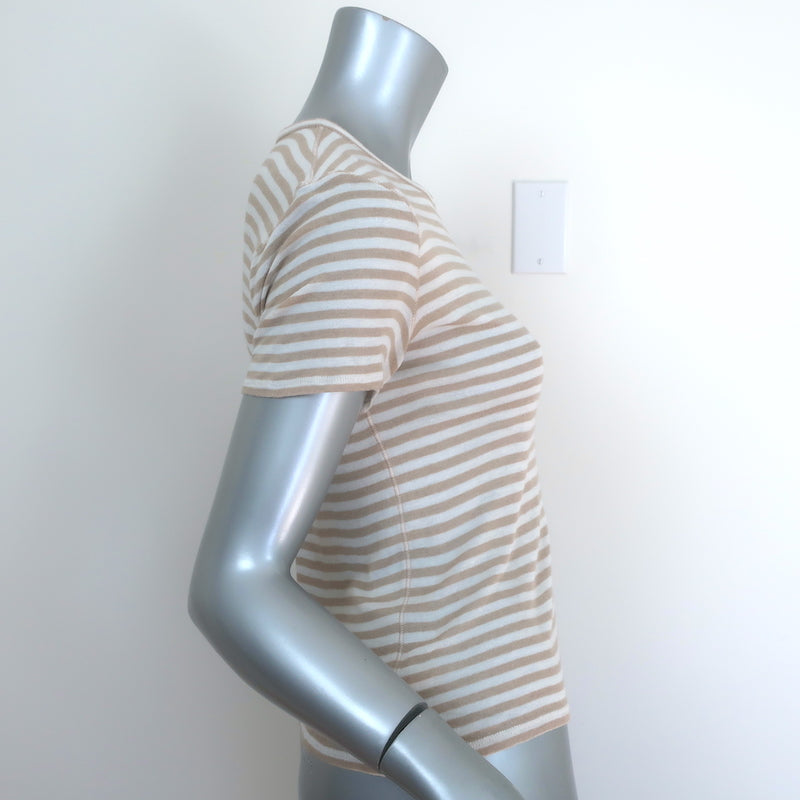 La Ligne Set of 2 Striped T-Shirts Beige &amp; Navy Cashmere Jersey Size Extra Small