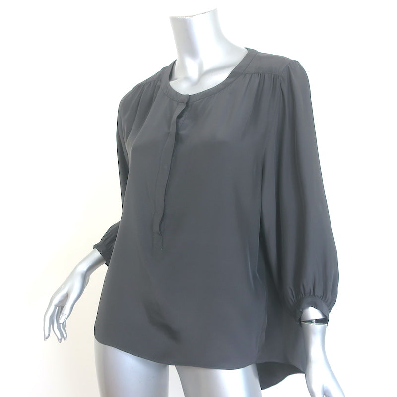 Rag &amp; Bone Popover Blouse Gray Silk Size Small 3/4 Sleeve Top