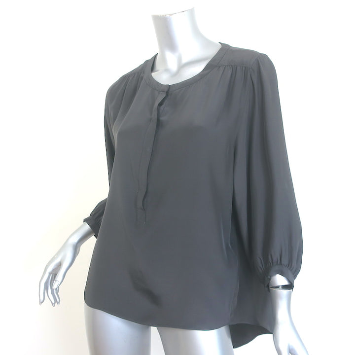 Rag &amp; Bone Popover Blouse Gray Silk Size Small 3/4 Sleeve Top