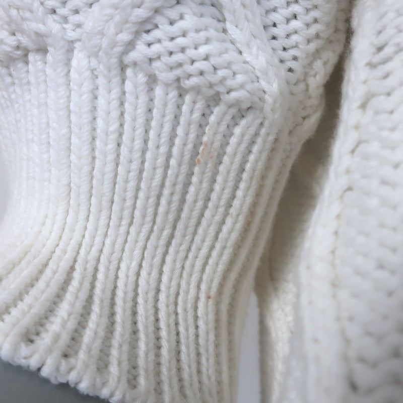 GANNI Open-Back Short Sleeve Cable Knit Top White Cotton Size Small