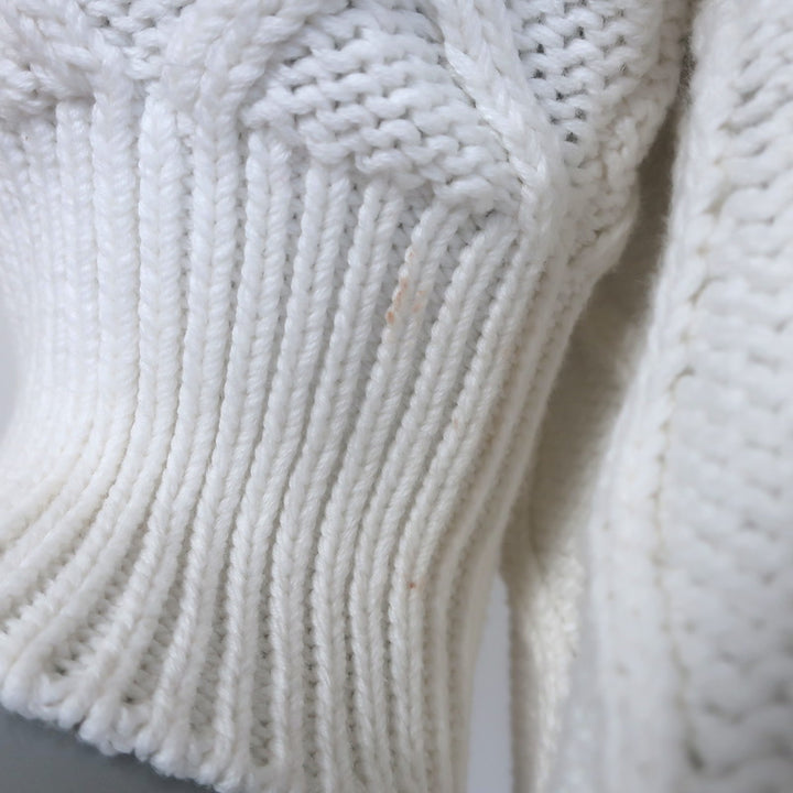 GANNI Open-Back Short Sleeve Cable Knit Top White Cotton Size Small