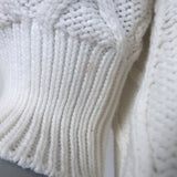 GANNI Open-Back Short Sleeve Cable Knit Top White Cotton Size Small