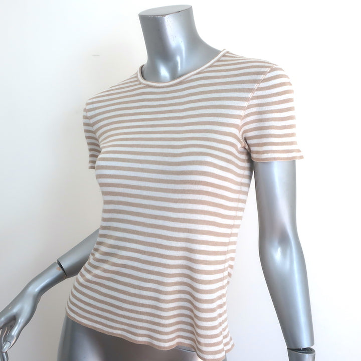 La Ligne Set of 2 Striped T-Shirts Beige &amp; Navy Cashmere Jersey Size Extra Small
