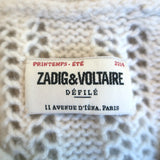 Zadig & Voltaire Barley Jeweled Cardigan Ecru Cable Knit Size Extra Small NEW