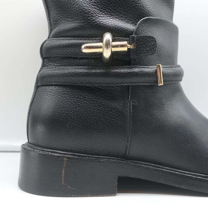Balenciaga Ankle Strap Biker Boots Black Leather Size 37.5