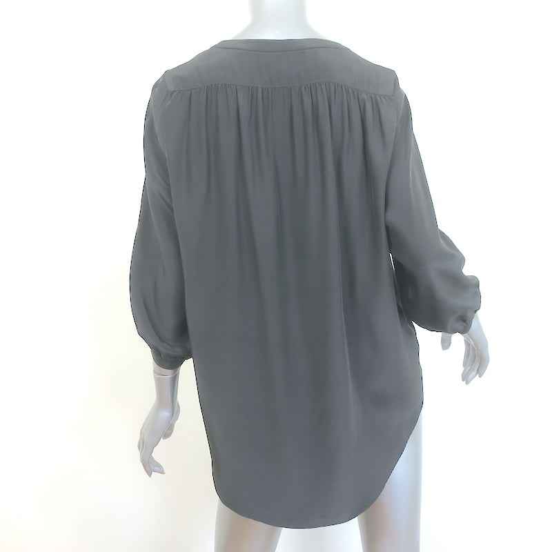 Rag &amp; Bone Popover Blouse Gray Silk Size Small 3/4 Sleeve Top