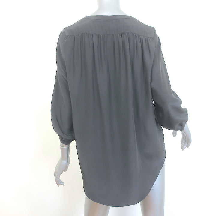 Rag &amp; Bone Popover Blouse Gray Silk Size Small 3/4 Sleeve Top