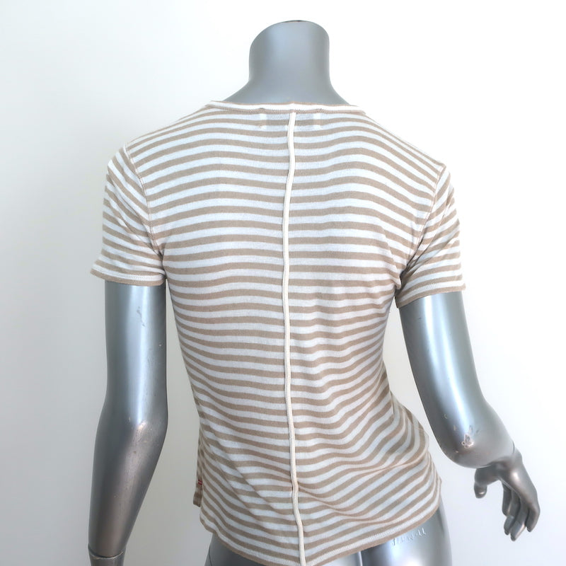 La Ligne Set of 2 Striped T-Shirts Beige &amp; Navy Cashmere Jersey Size Extra Small