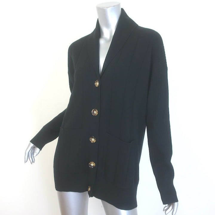 La Ligne Molly Shawl Collar Cardigan Black Cotton-Cashmere Size Extra Small