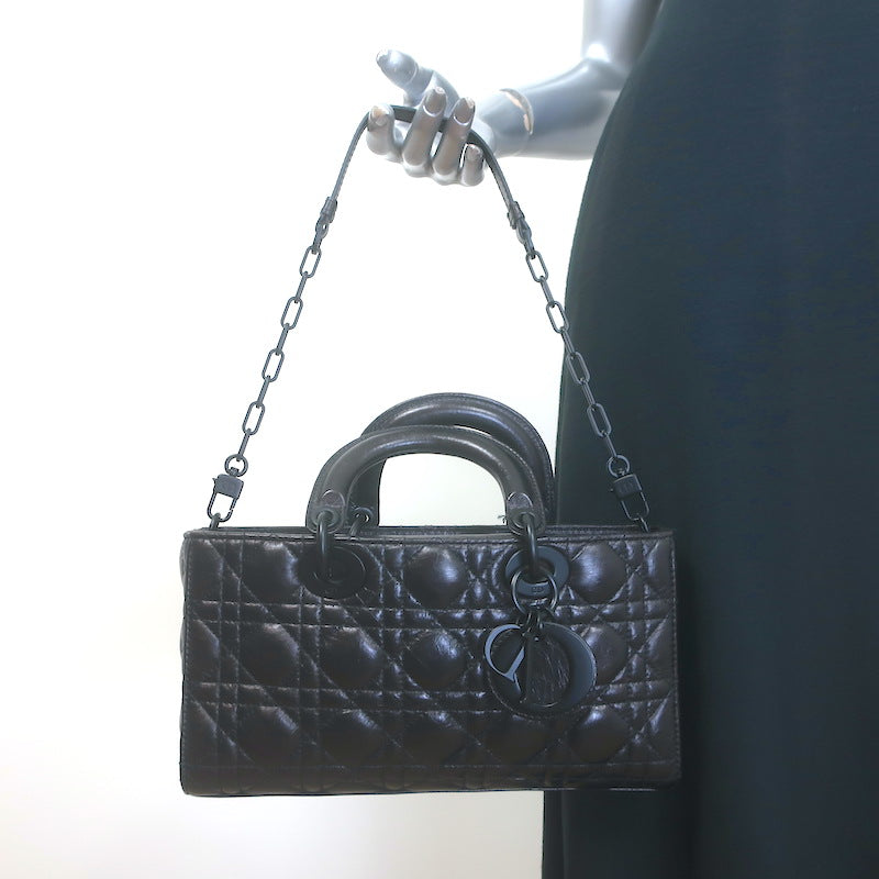 Christian Dior Lady D-Joy Bag Black Cannage Leather Medium Crossbody