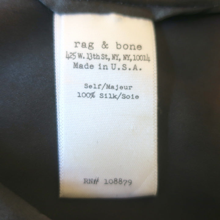 Rag &amp; Bone Popover Blouse Gray Silk Size Small 3/4 Sleeve Top