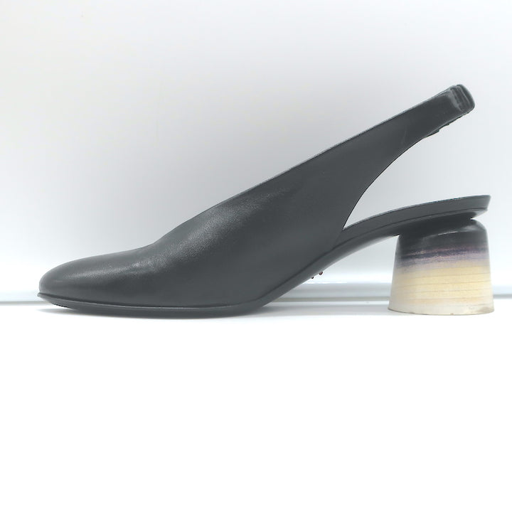 Halmanera Slingback Pumps Black Leather Size 38