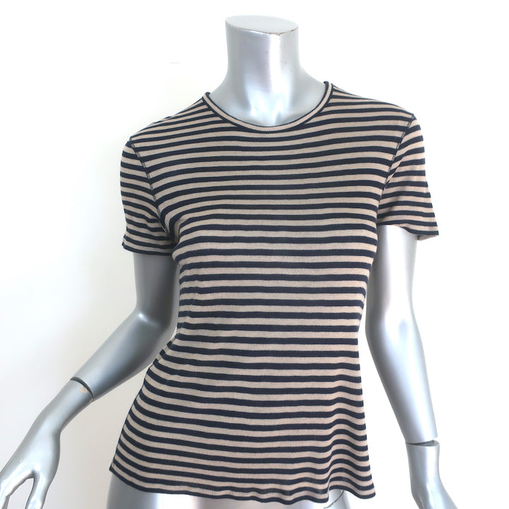 La Ligne Set of 2 Striped T-Shirts Beige &amp; Navy Cashmere Jersey Size Extra Small