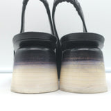 Halmanera Slingback Pumps Black Leather Size 38