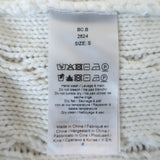 GANNI Open-Back Short Sleeve Cable Knit Top White Cotton Size Small