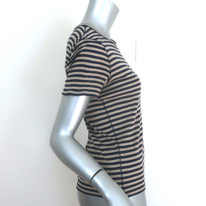 La Ligne Set of 2 Striped T-Shirts Beige &amp; Navy Cashmere Jersey Size Extra Small