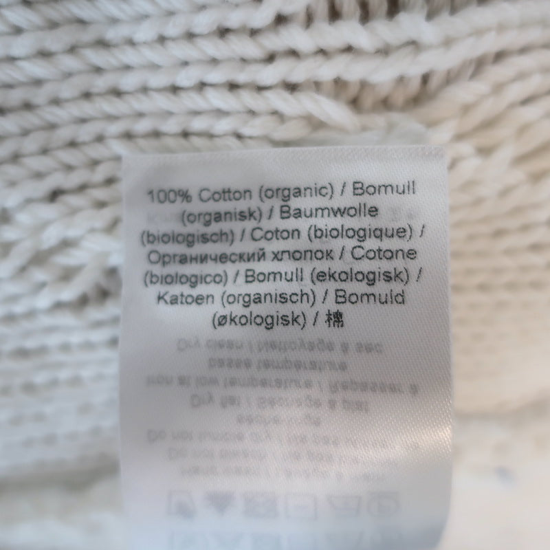 GANNI Open-Back Short Sleeve Cable Knit Top White Cotton Size Small