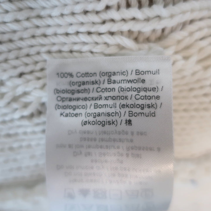 GANNI Open-Back Short Sleeve Cable Knit Top White Cotton Size Small