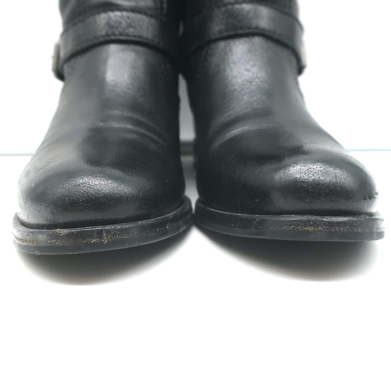 Prada Motorcycle Boots Black Leather Size 38 Flat Ankle Boots