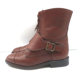 Chanel cap-toe quilted ankle boots in brown leather with CC embroidery, authentic pre-owned, gently worn, size 38