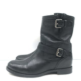 Prada Motorcycle Boots Black Leather Size 38 Flat Ankle Boots