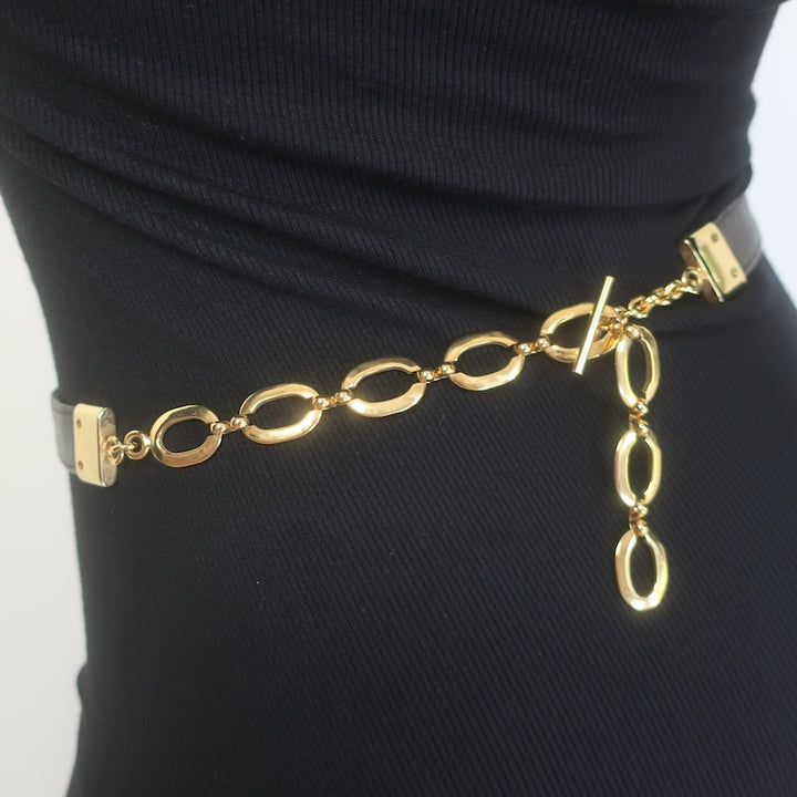 Vintage Bottega Veneta Chain-Strap Mini Belt Bag Black Intrecciato Leather