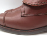 Authentic Chanel CC-embroidered cap-toe quilted ankle boots in brown leather, pre-owned gently worn, size 38