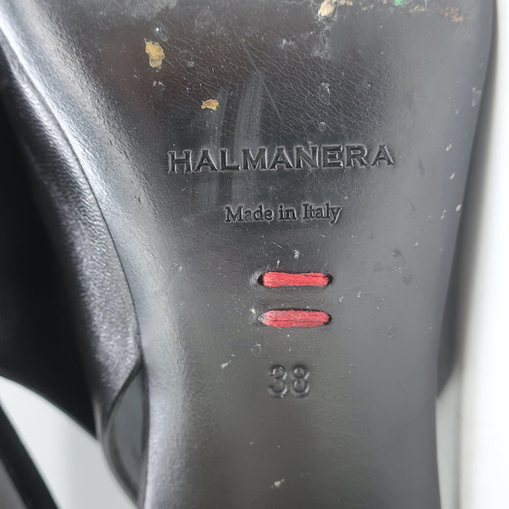 Halmanera Slingback Pumps Black Leather Size 38