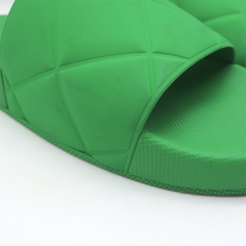 Bottega Veneta The Slider Quilted Rubber Pool Slide Sandals Grass Green Size 40