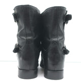 Prada Motorcycle Boots Black Leather Size 38 Flat Ankle Boots