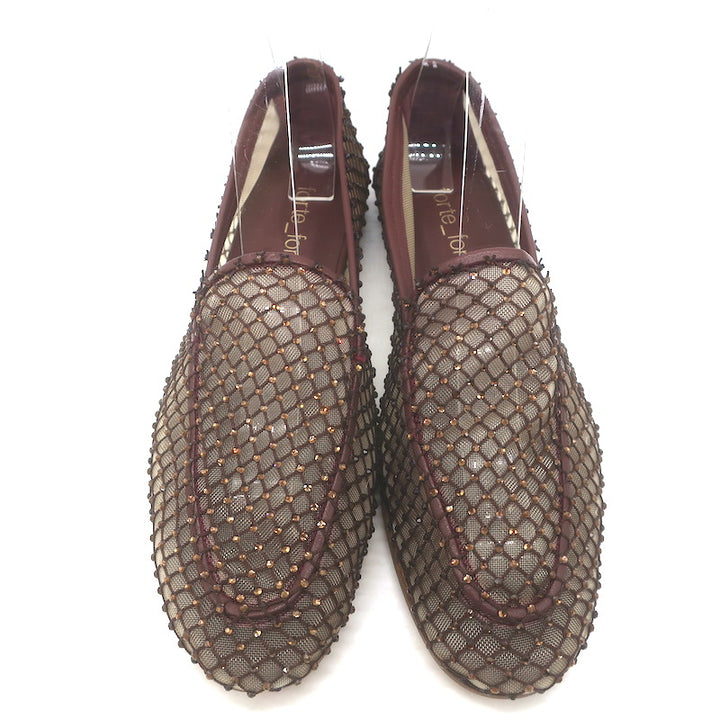 Forte Forte Strass Crystal-Embellished Mesh Loafers Brown Size 37 NEW