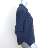 Xirena Collared Henley Top Navy Cotton Size Extra Small Long Sleeve Blouse