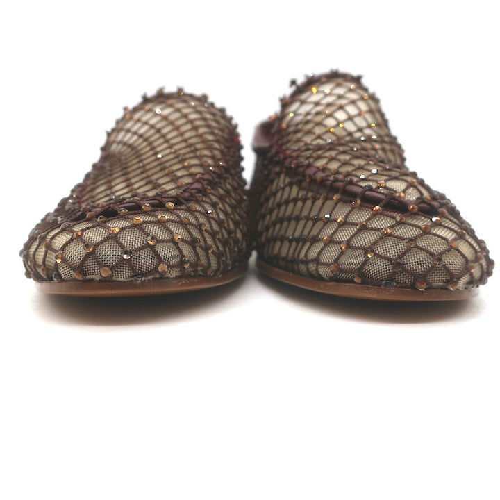 Forte Forte Strass Crystal-Embellished Mesh Loafers Brown Size 37 NEW