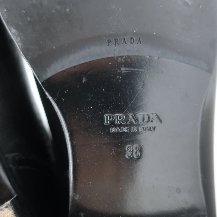 Prada Motorcycle Boots Black Leather Size 38 Flat Ankle Boots