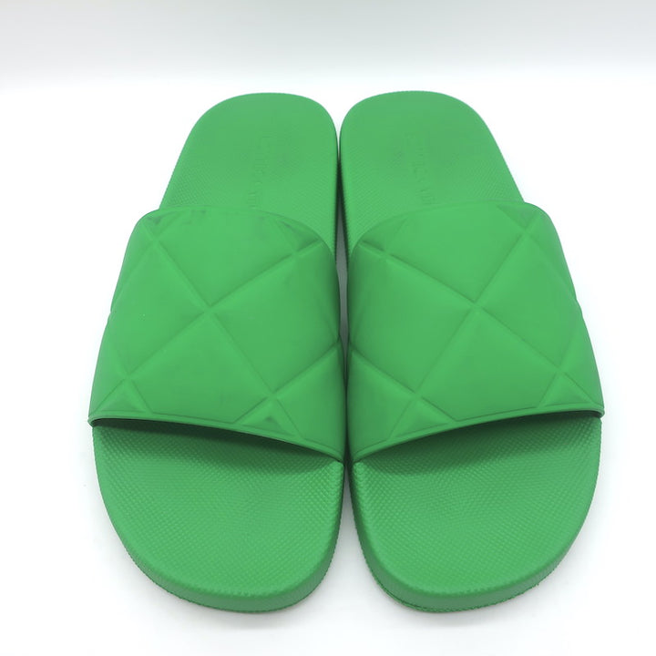 Bottega Veneta The Slider Quilted Rubber Pool Slide Sandals Grass Green Size 40