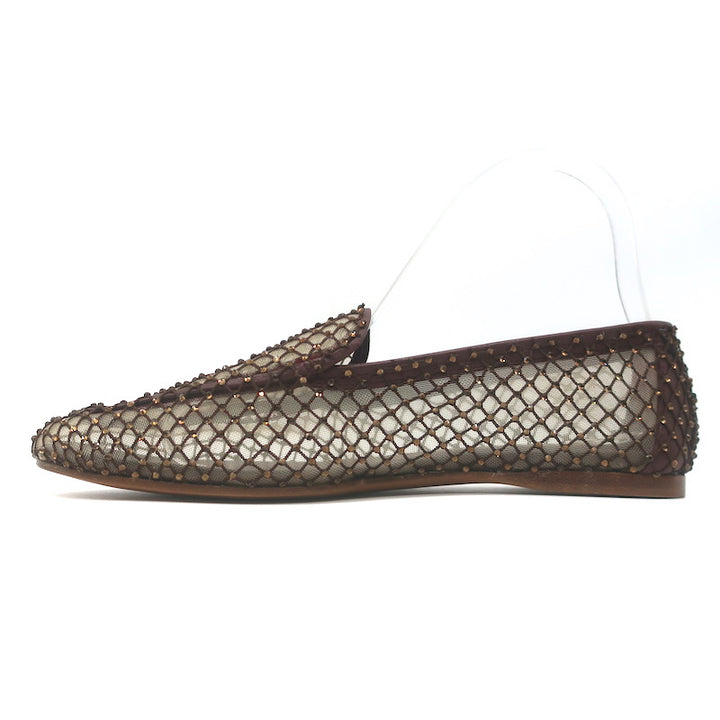 Forte Forte Strass Crystal-Embellished Mesh Loafers Brown Size 37 NEW