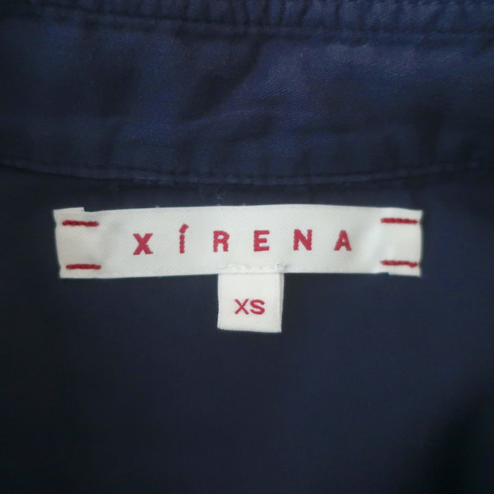 Xirena Collared Henley Top Navy Cotton Size Extra Small Long Sleeve Blouse