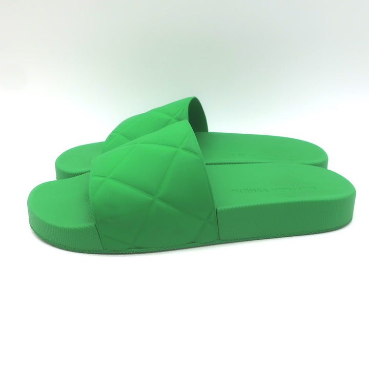 Bottega Veneta The Slider Quilted Rubber Pool Slide Sandals Grass Green Size 40