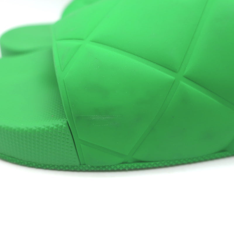 Bottega Veneta The Slider Quilted Rubber Pool Slide Sandals Grass Green Size 40