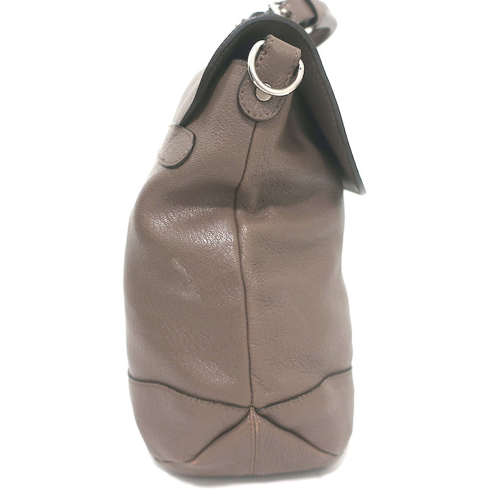 Marni Top Handle Flap Bag Dark Taupe Grained Leather Large Crossbody