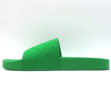 Bottega Veneta The Slider Quilted Rubber Pool Slide Sandals Grass Green Size 40