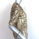 Zadig & Voltaire Toysse Sequin Top Gold Size Large Short Sleeve Blouse
