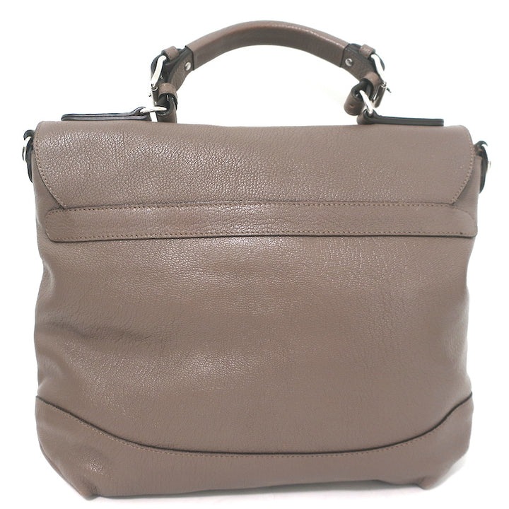 Marni Top Handle Flap Bag Dark Taupe Grained Leather Large Crossbody