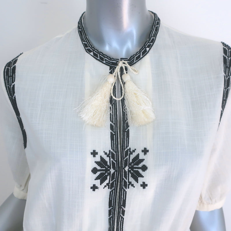 Isabel Marant Etoile Rebel Embroidered Mini Dress Ivory Cotton Size 34