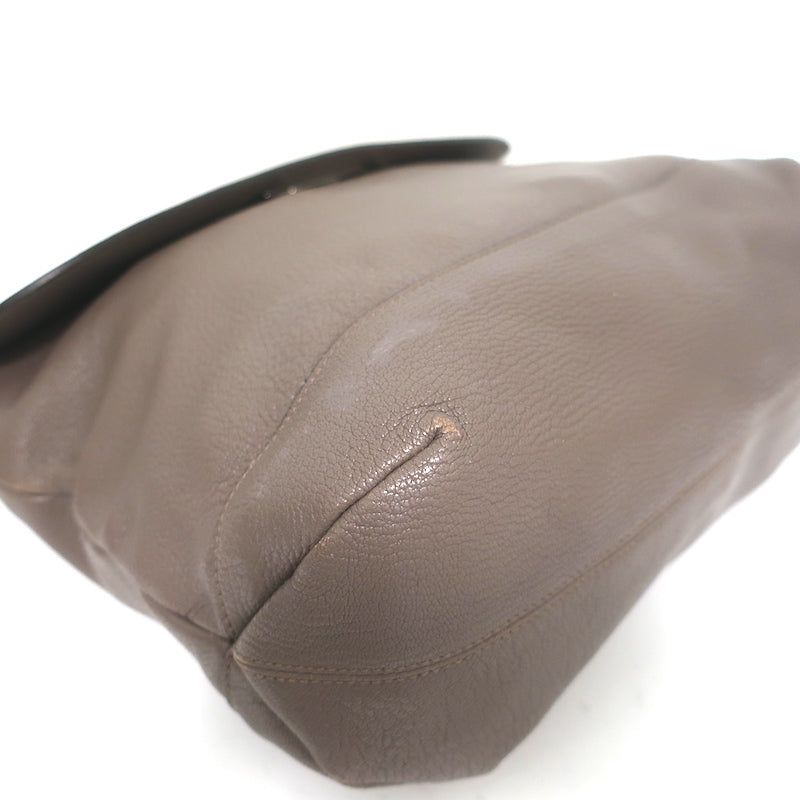 Marni Top Handle Flap Bag Dark Taupe Grained Leather Large Crossbody